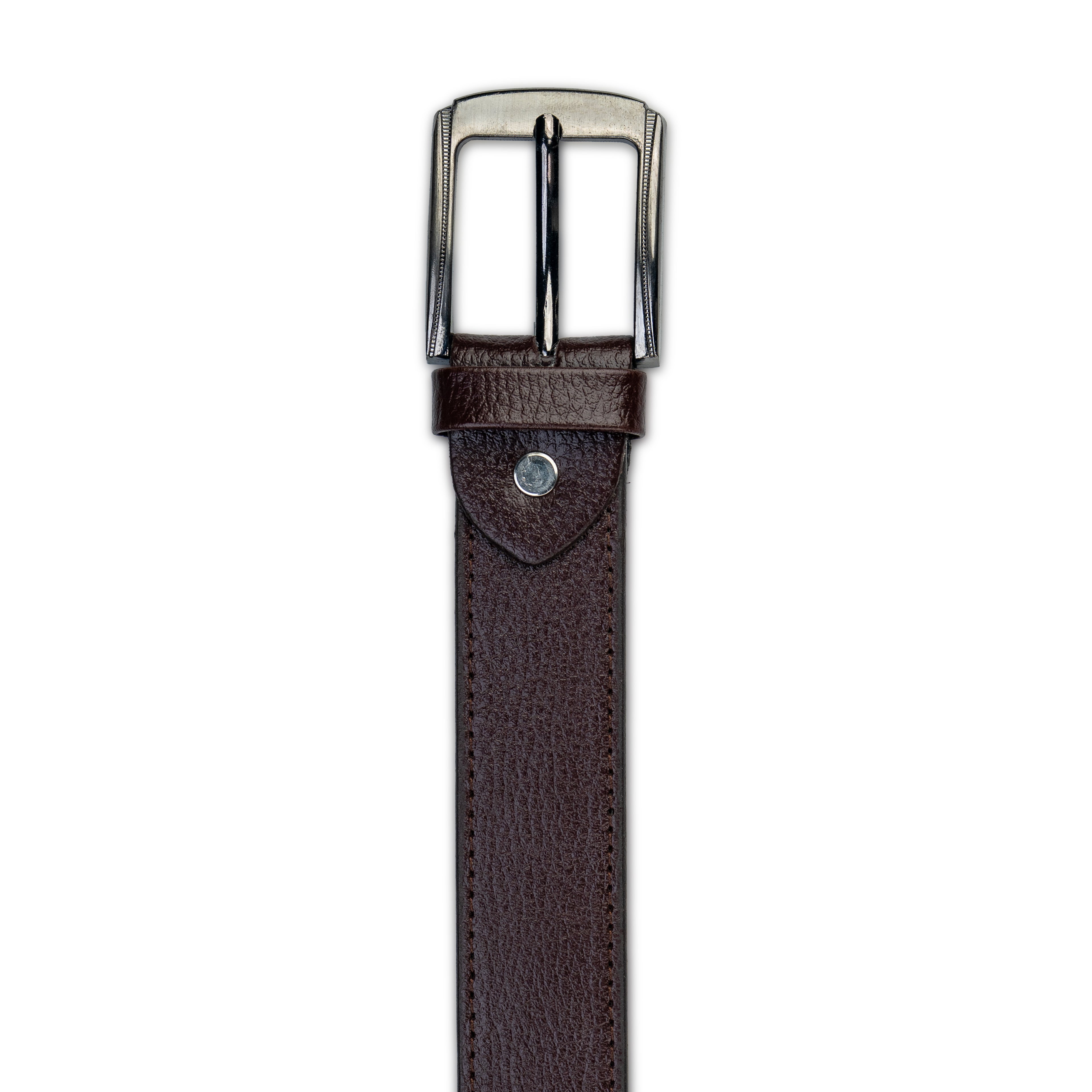 Dark Brown Leather Belt – Silver Buckle