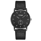 TOMI T-072 Chronograph Watch Slim Dial Quartz Leather Strap